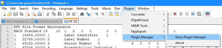 Notepad++ Plugin menu