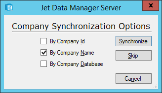 Jet Data Manager Server: Company Synchronization Options
