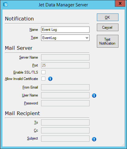 Jet Data Manager Server: Notification