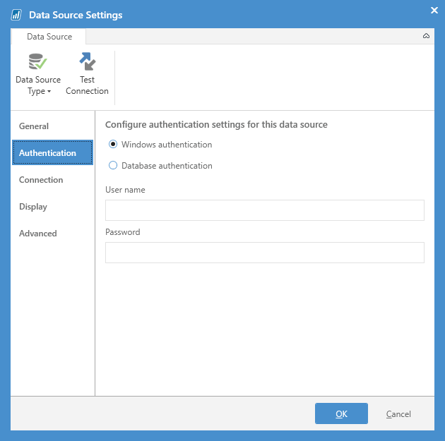 Data Source Settings - Authentication
