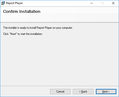 Report Player - Confirm Installation