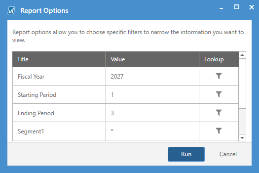 Report Options