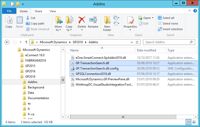 Microsoft Dynamics GP installation folder