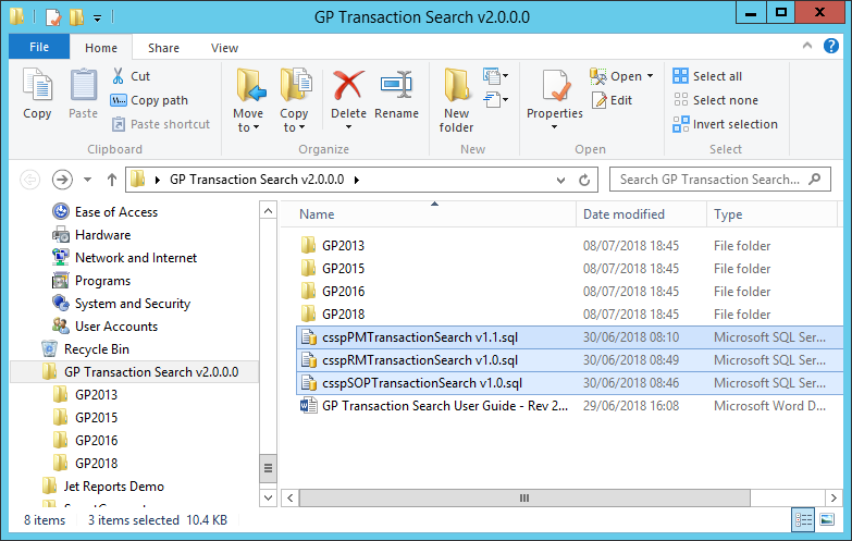 Windows Explorer showing stored procedure