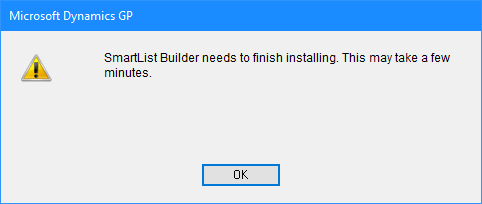 SmartList Builder needs to finish installing