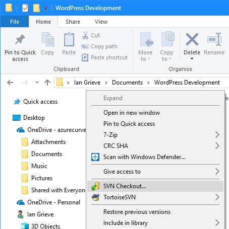 Right-click context menu