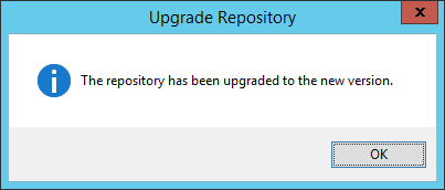 Upgrade Repository - The repository has been upgraded to the new version.
