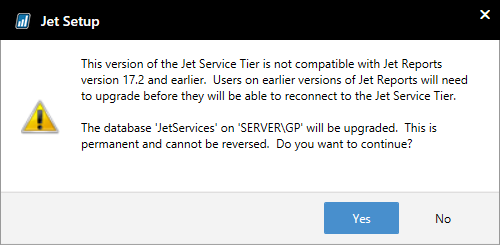 Jet Setup - Confirm Jet is to be upgraded