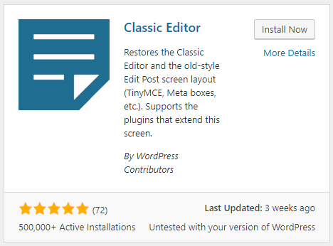 Classic Editor Plugin