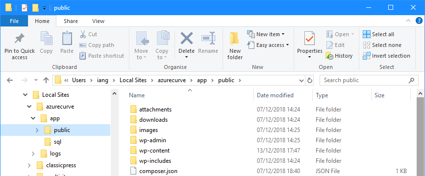 Windows Explorer showing the site