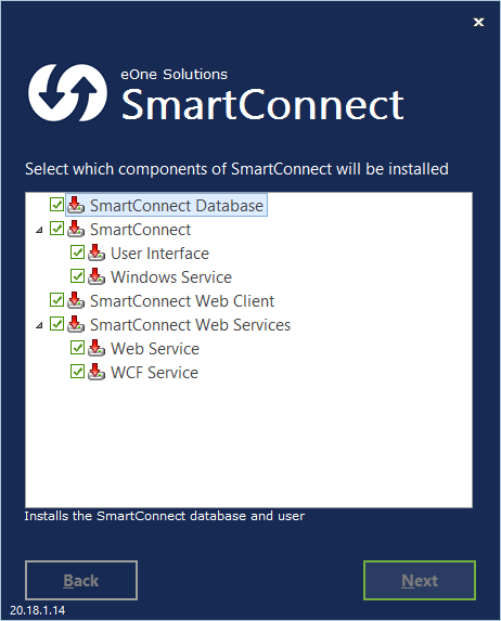 SmartConnect - Select which components of SmartConnect will be installed