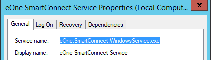 eOne SmartConnect Service Properties