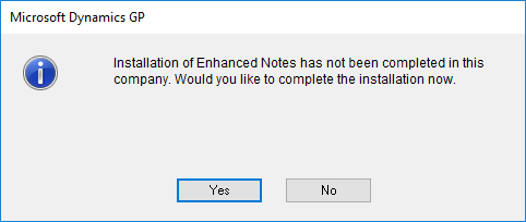 Installation completion message