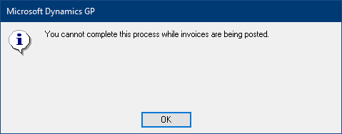 You cannot complete this process while invoices are being posted