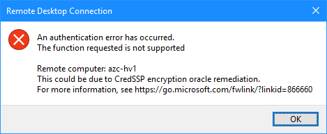 CredSSP error