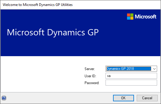 Welcome to Microsoft Dynamics GP Utilities - login