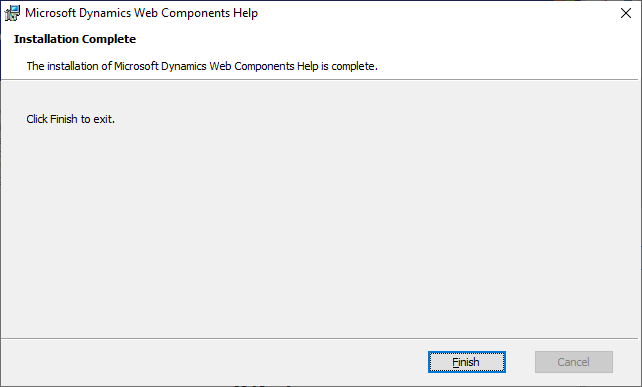Microsoft Dynamics GP Web Components Help - Installation Complete