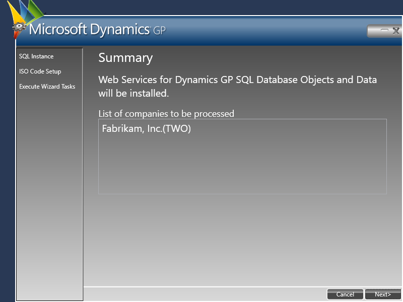 Web Services for Microsoft Dynamics GP Configuration Wizard - Summary