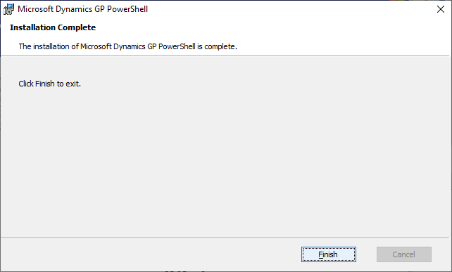 Microsoft Dynamics GP PowerShell: Installation Complete