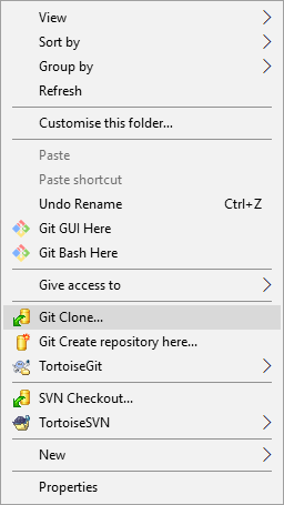 Right-click menu showing the clone option