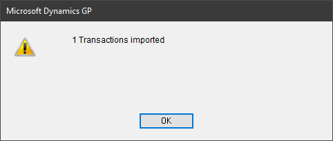 Manual Payment Import confirmation dialog