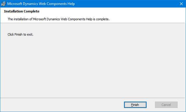 Microsoft Dynamics Web Components Help: Installation Complete
