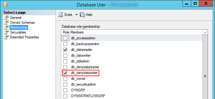 Database User permissions