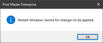 Restart Windows Service for changes to be applied.