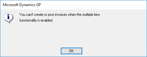 Bin error trying to access Invoice Entry