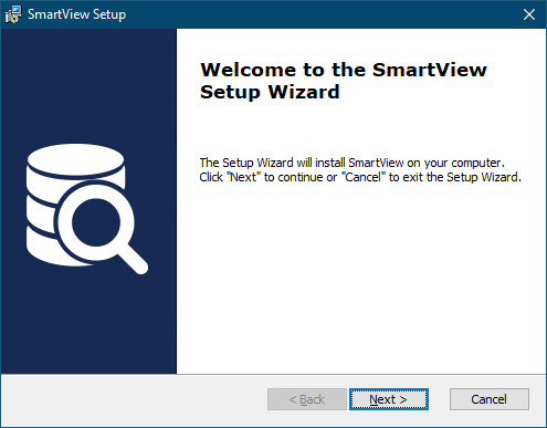 SmartView Setup: Welcome to the SmartView Setup Wizard