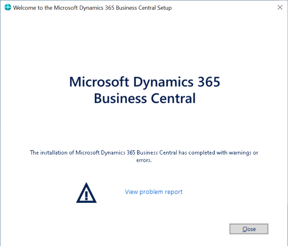 Welcome to the Microsoft Dynamics 365 Business Central Setup: Installation completed